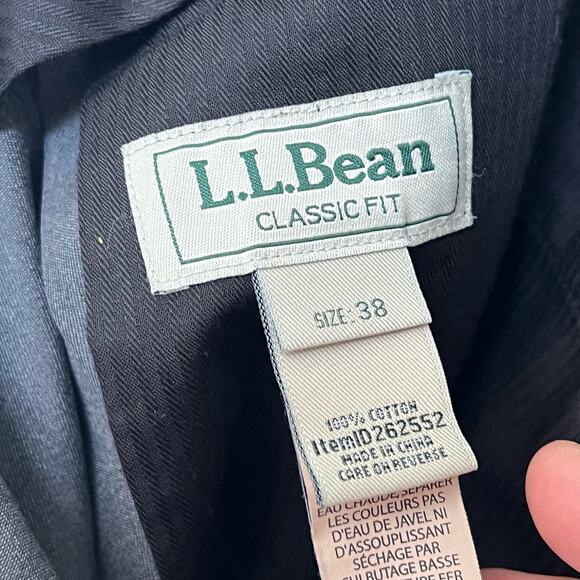 LL Bean Mens Chino Pants Size 38 Classic Fit Flat Front Gray 100% Cotton Pleated - Picture 12 of 14